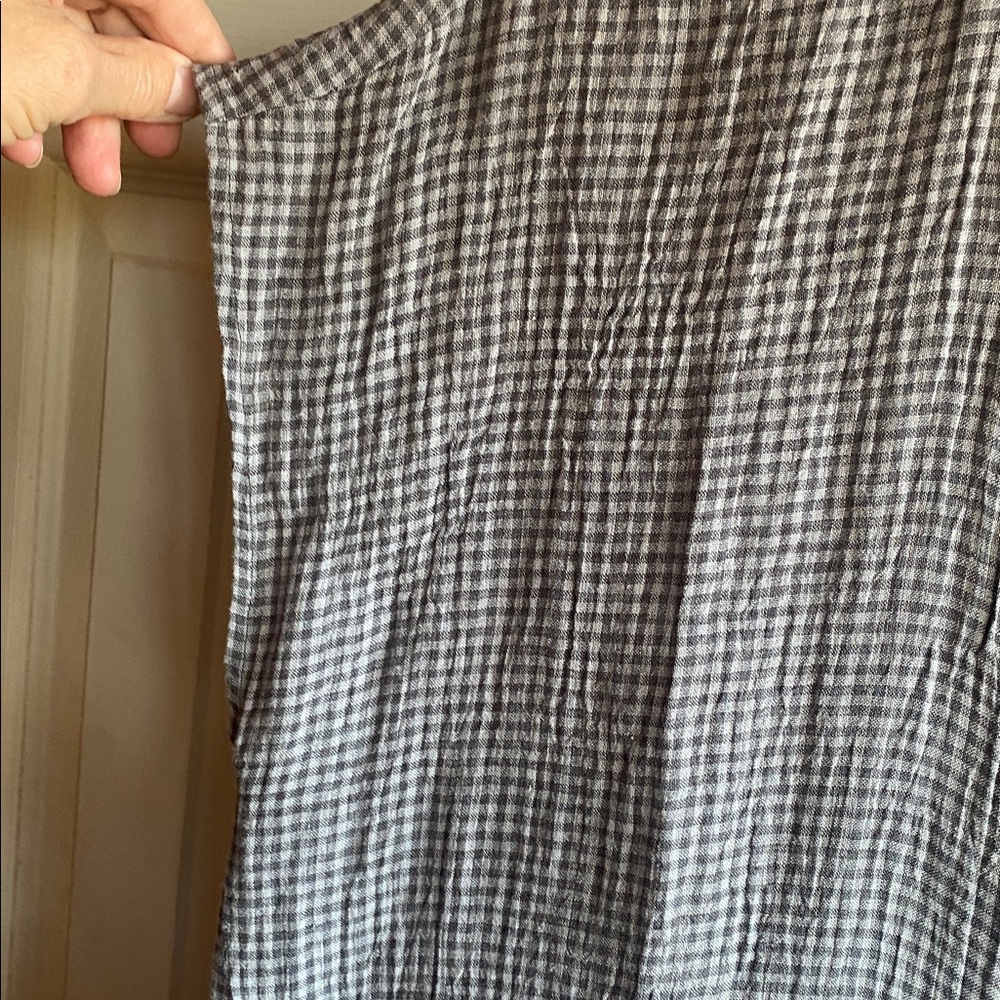 Eileen Fisher NWT Gingham Cap Sleeve Organic Linen Shirtdress medium - Picture 8 of 14
